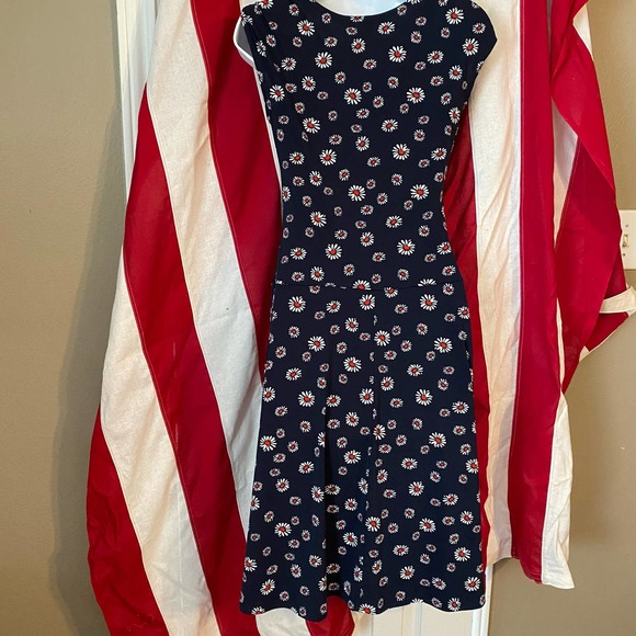 En Focus Studio Sz 10  Womens Floral Navy Daisy Knit Dress - Picture 3 of 3